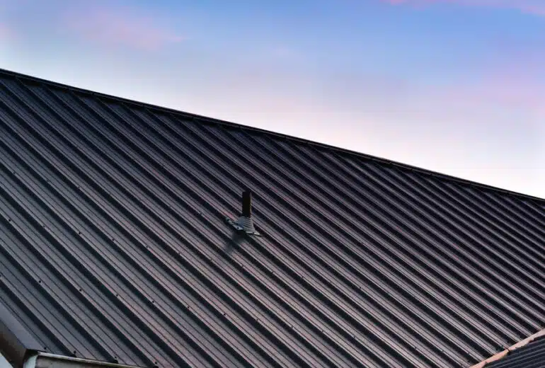 a beautiful house metal roof during